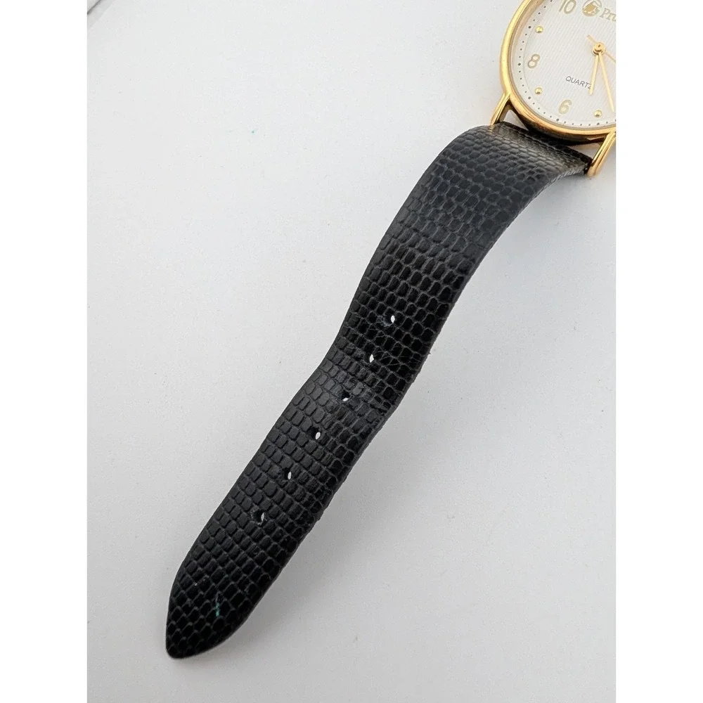 Prudential Watch Men 33mm Gold Case Black Leather Band- New Battery‎
